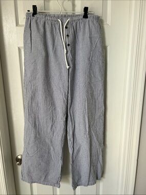 Love poem Blue Pinstripe Drawstring Pants, Size M